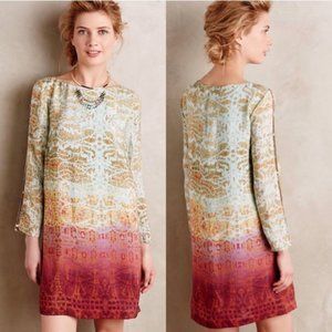 Anthropologie Maeve Cleome Silk Ombre Shift Dress
